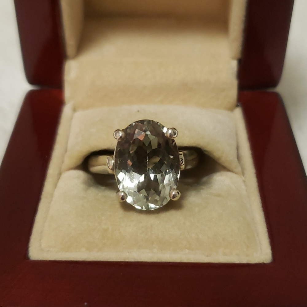 Green Amethyst Ring in Sterling Silver